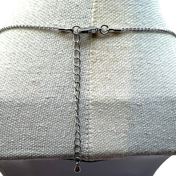 Elegant Butterfly Pendant Necklace With Rhinestones On Silver Tone Chain.  B62 - Picture 7 of 9